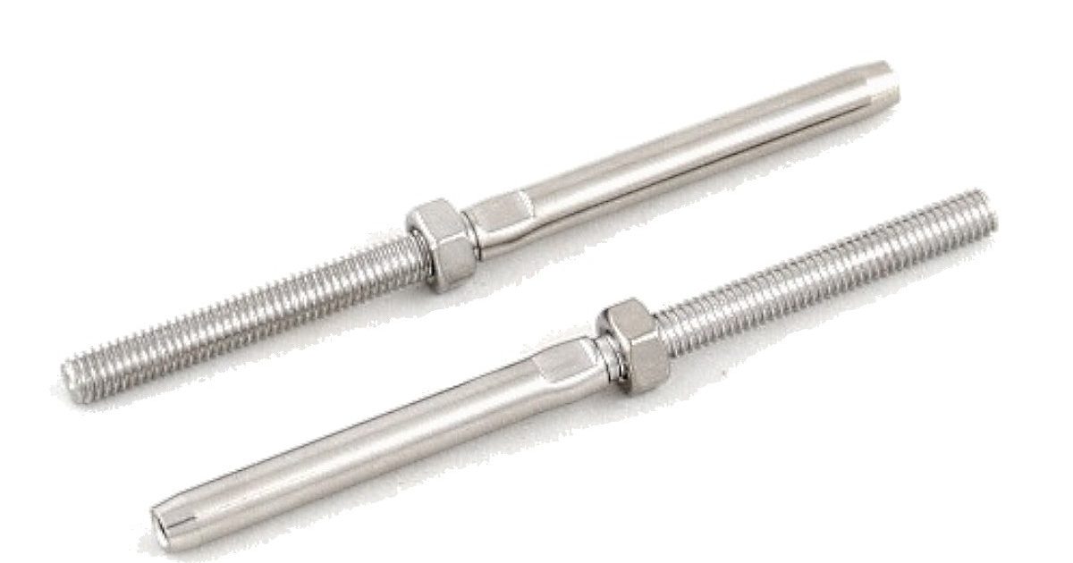 3.2mm Swage Stud Threaded Terminal Right Hand 316 SS